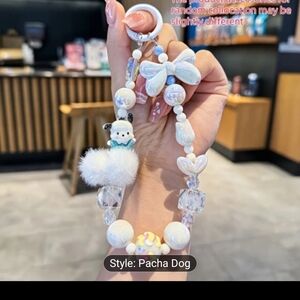 Cute Beaded Keychain with Butterfly and Pacha Dog Charm